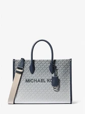 Michael Kors Mirella SM Ombre Logo Tote Bag  Crossbody Strap Purse East West.