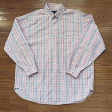 Brooks Brothers Shirt Mens XL Pink Multicolor Plaid Country Club Made in USA