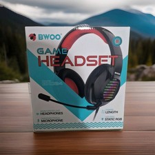 BWOO BX024 Wired Gaming Headset Boom Mic RGB USB-A/3.5mm Stereo Black/Red