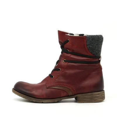 Rieker Damen Z6853 Stiefeletten Rot Kunstleder Used-Look Komfort EU 39