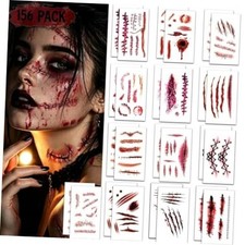 156-Piece Zombie Makeup Fake Scar Tattoo Stickers for Halloween 156 PCS