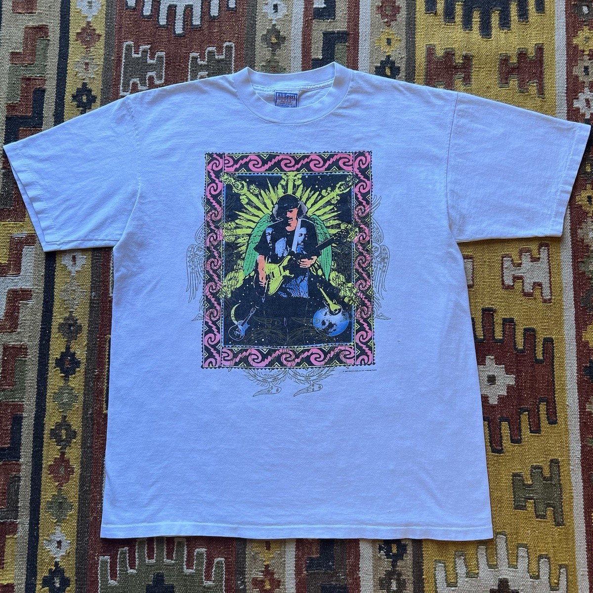 Vintage 1995 Heaven Smiles SANTANA World Tour Band Concert T-shirt Sz XL - White
