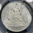 1858-P Seated Liberty Half Dollar 50c PCGS AU Details Coin Looks High AU