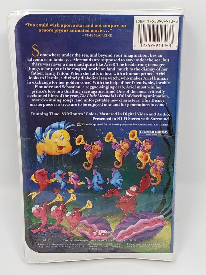 Disney Black Diamond VHS Little Mermaid Arielle Banned Cover Sealed NEU - Bild 2 von 4