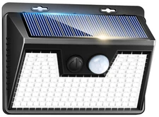 140-LED Solar Motion Sensor Light IP65, 3 Modes Outdoor – Black Frame