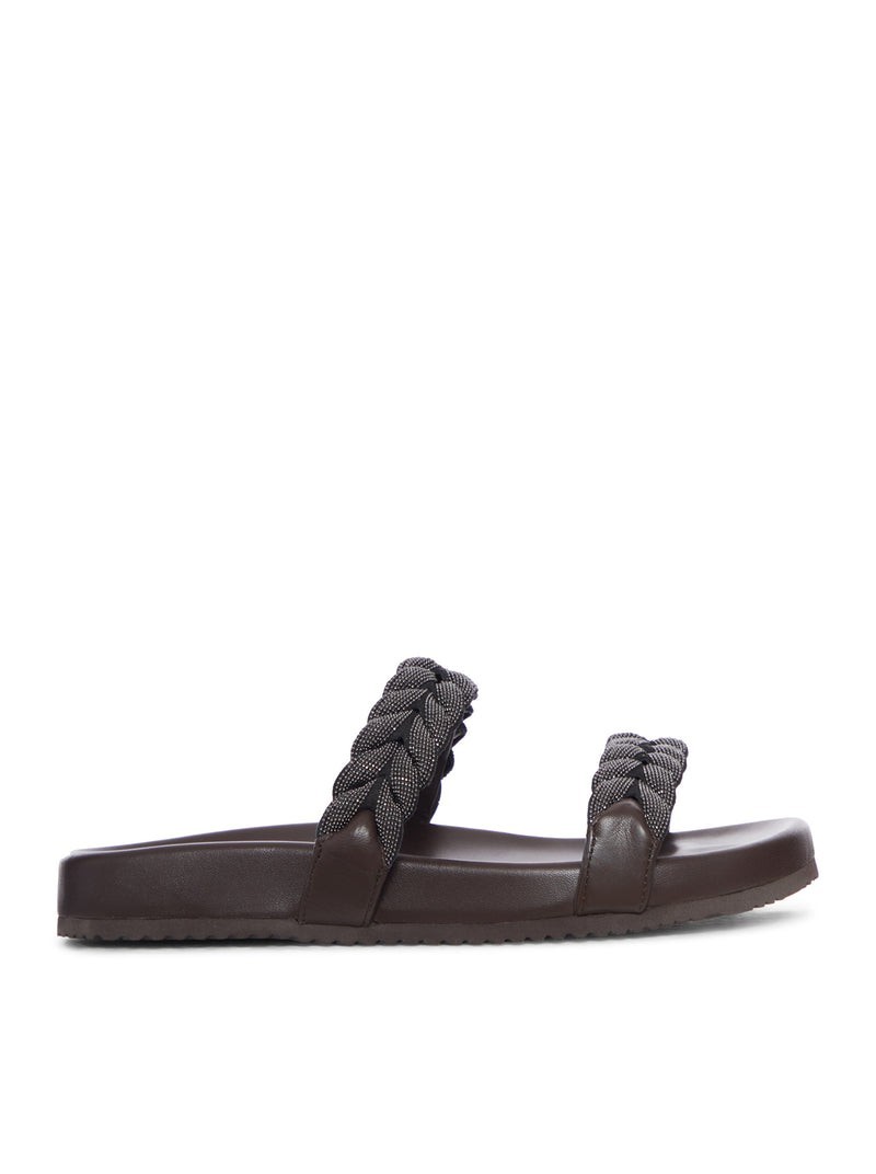 BRUNELLO CUCINELLI $1900 Brown precious braided straps Sandals New & Authentic
