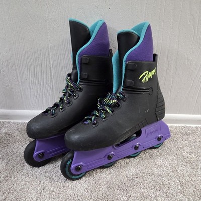 Vintage 90s Roller Derby Phantom Black Neon Roller Blades Inline Skates Men s 6