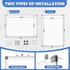 Double-Sided White Board, 24" X 18" Dry Erase Board Magnetic Whiteboard for W...