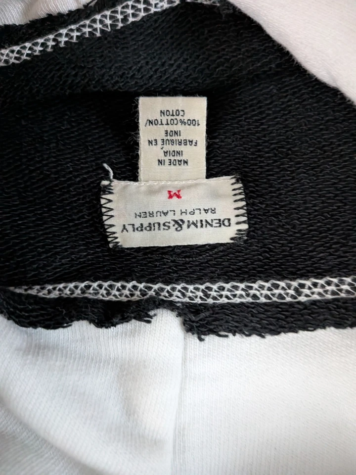 Denim & Supply Ralph Lauren Flag Logo Sudadera con Capucha PRL Negro Blanco Mediano Pullover  Foto 4 de 4