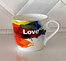 Taza KONITZ Acuarela Splash Rainbow "LOVE" ~ 14 oz ~ Tinte/Corazón ~ NUEVA