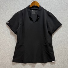 FIGS Inala Slim Scrub Top Women Size M Black V-Neck Pocket Healthcare Uniform