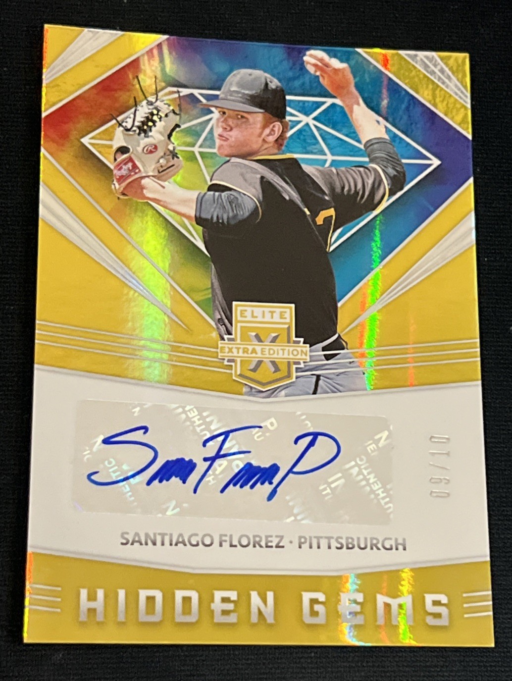 2020 Panini Elite Extra Edition - Hidden Gems Santiago Florez #HG-SF Gold /10 (AU, RC)
