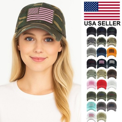 KBETHOS Unisex American USA Flag Washed Vintage Cotton Distressed Baseball Cap