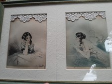 Gravure ancienne Eau-forte Signée J. Hardy Jeune Femme aux cartes lecture