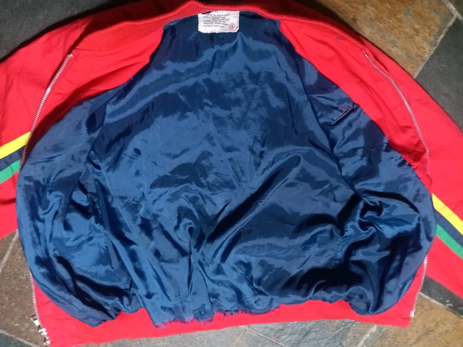 Vintage 80’s Lacoste Izod Kids Size 12 Track Jacket Red Multiclr Stripe Full Zip thumbnail 12