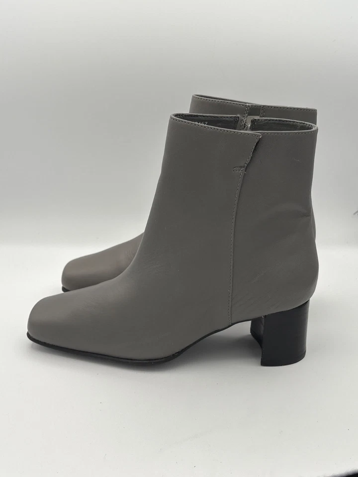 Botas Mujer AJ Valenci Talla 7 Gris Cuero Tacón Puntera Cuadrada Foto 2 de 4