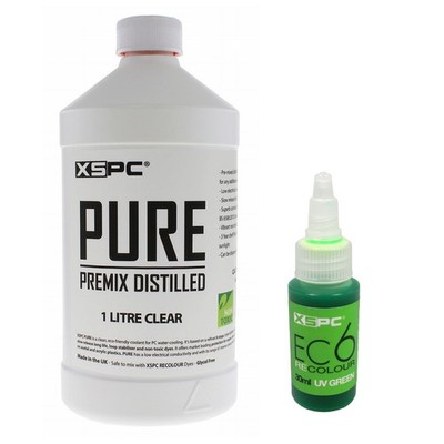 XSPC PURE Clear Premix Distilled PC Coolant and ReColour Dye, UV Green