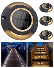 Solar Deck Driveway Lights, 4 Pack Solar Dock Lights Outdoor Waterproof IP68,...