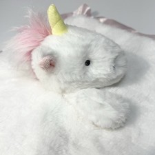 Cloud Island Lovey Unicorn Baby Security Blanket Plush White and Pastel 14x14