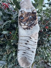 Men's socks, 100 Sheep's Wool , Chunky  Warm, , Print Tiger, size 11-12