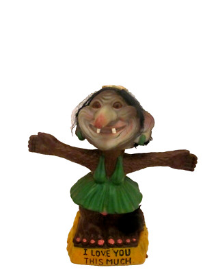 VTG Berries 1972 Bobblehead Ugly Weird Figure w/Fuzzy Hair ''love you this much 