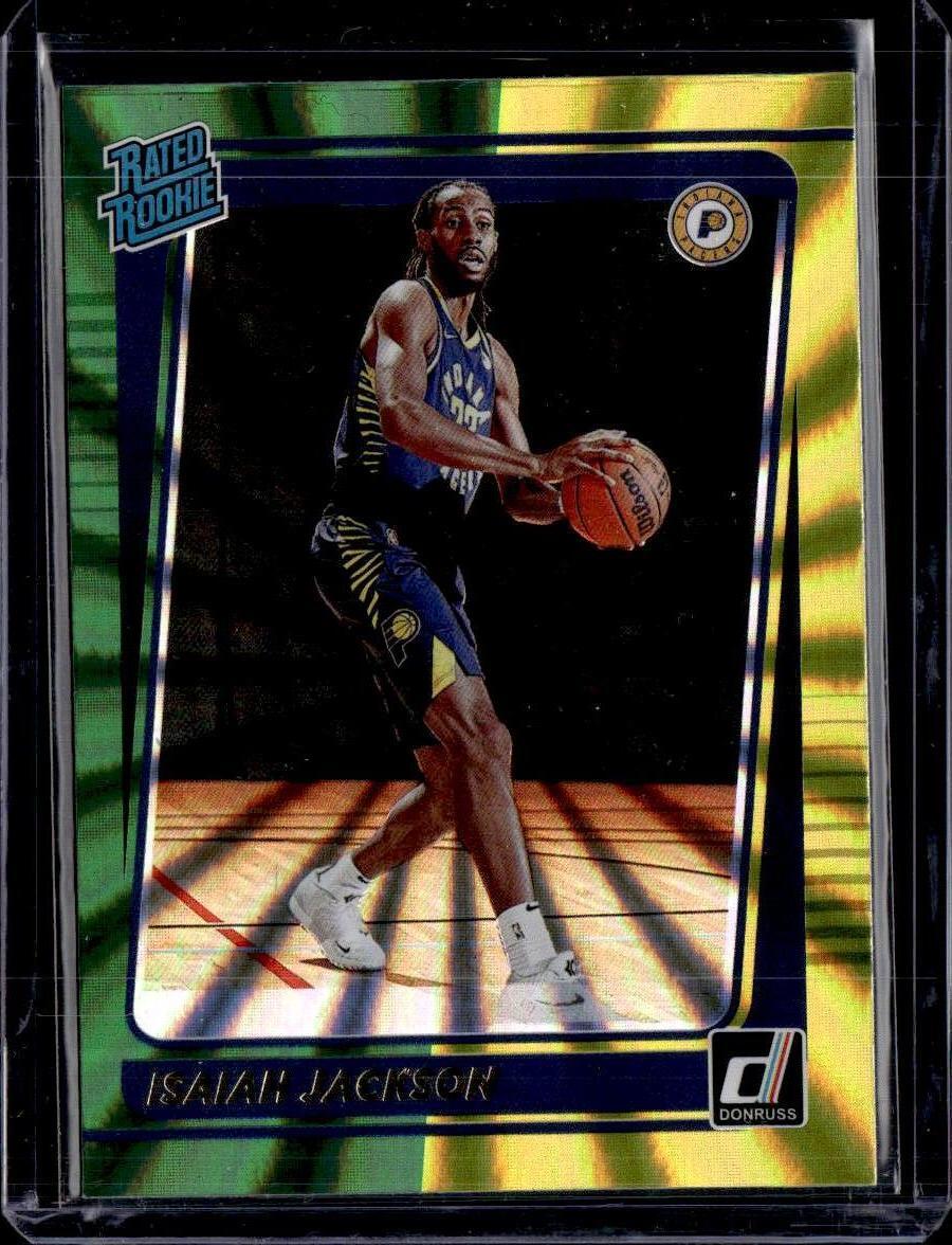 2021-22 Donruss #217 Isaiah Jackson Holo Green and Yellow Laser