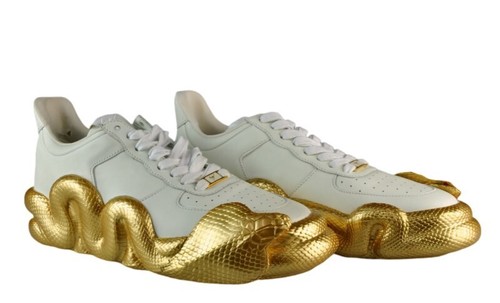 $ 1.190 NEU Giuseppe Zanotti Cobra Sohle weiß niedrig Oberteil Turnschuhe Schuhe Größe 45/12