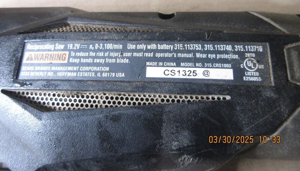 Craftsman 19.2-volt Reciprocating Saw 315.CRS1000 Tested Video works - Image 3 of 4