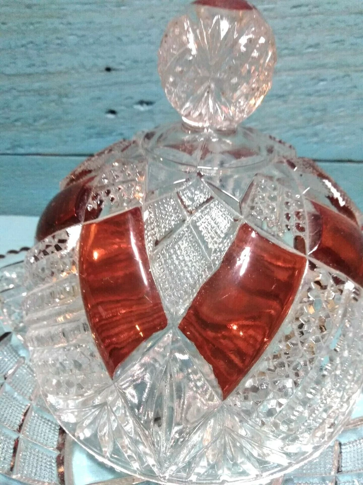 Antique Vintage EAPG Glass Dome Lid Butter Dish Ruby Stained FREE SHIPPING! - Image 2 of 4