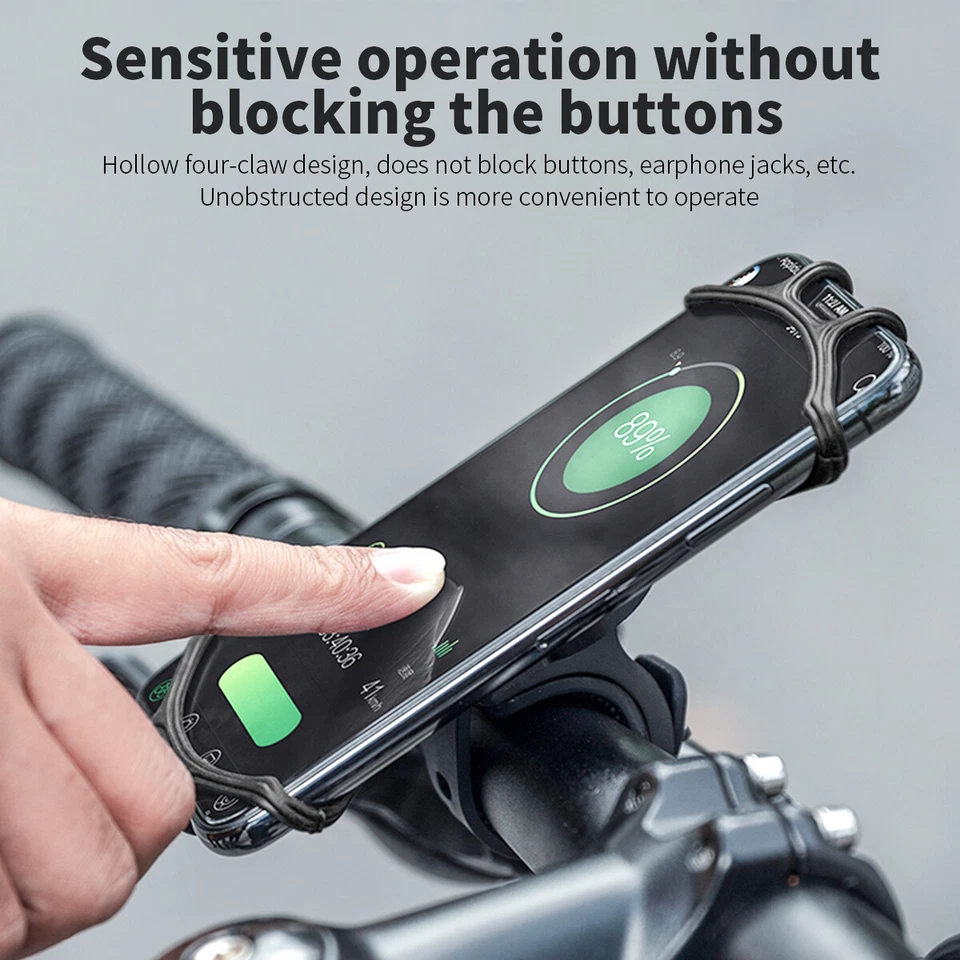 360° Silicone Bicycle Holder Bike Phone Mount For iPhone 14 13 12 11 Pro Max 8 7 - Image 4 of 4