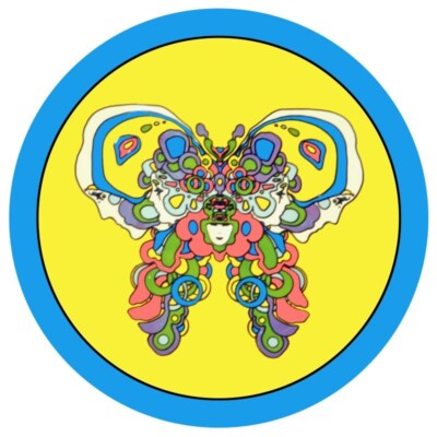 Peter Max Butterfly Themed NEW Sign: 18'' Dia. Round USA STEEL XL- 4 LBS
