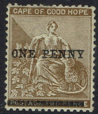 CAPE OF GOOD HOPE 1893 HOPE SEATED ONE PENNY ON 2D VARIETY NO STOP