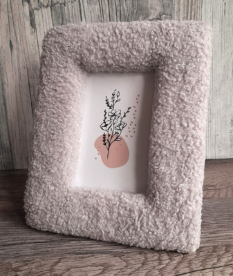 Bilderrahmen Foto Stand Rahmen Teddy Stoff Bezug Hell Grau Trend Modern 10x15