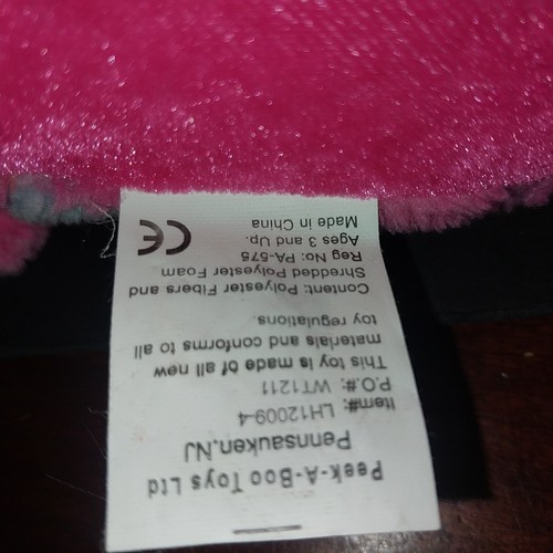 Peluche Peek A Boo mucca rosa peluche multicolore vortici 15 pollici etichetta floppy - Foto 8 di 10