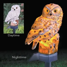 Solar LED White Owl Garden Stake Outdoor Decorative Lighted Pathway Yard Decor
