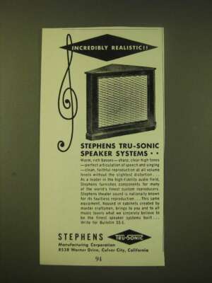 1951 Stephens Tru-Sonic Speaker Systems Ad - Incredibly realistic