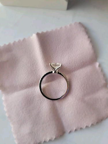 2.5CT Princess Cut Moissanite Sz 7.5 Engagement Ring 14K White Gold Plated 925 - Picture 5 of 6