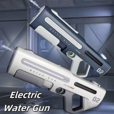 2X Automatic/Manual Electric Water Toy Gun Blaster Luminous Light Gray  White 
