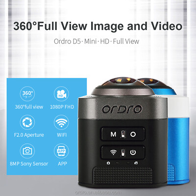 ORDRO D5 Portable 360° Panoramic Camera HD 1080P Mini WiFi Action Camera