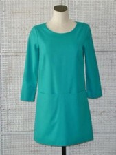 Rare J CREW Summer Turquoise Wool/Silk Shift Sheath Dress w/Unique Pocket Seam~2