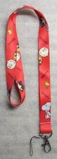 Peanuts SNOOPY Charlie Brown Red LANYARD KEY CHAIN Ring Keychain ID Holder NEW