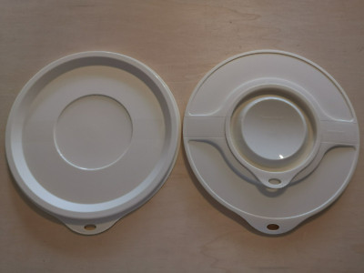 TUPPERWARE Combi Plus Deckel Set, Spritzschutz für Rührschüssel, Farbe Creme Neu
