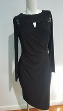 RALPH LAUREN WOMENS ESSENTIALS BLACK JERSEY SHEATH DRESS SIZE 4