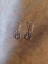 DOG PAW PRINT EARRINGS, Small Open - Pewter with Sterling Silver Ear Wires
