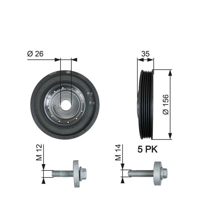 Crankshaft Belt Pulley Belt Drive Replacement Fits Nissan Renault GATES TVD1007A - Image 13