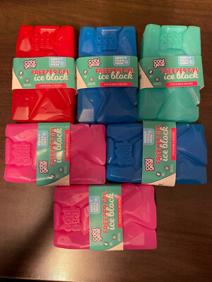6x Cool Gear Freezer Gel Ice Block Pack Lunch Box Cooler Travel 5'' x 3'' cold 