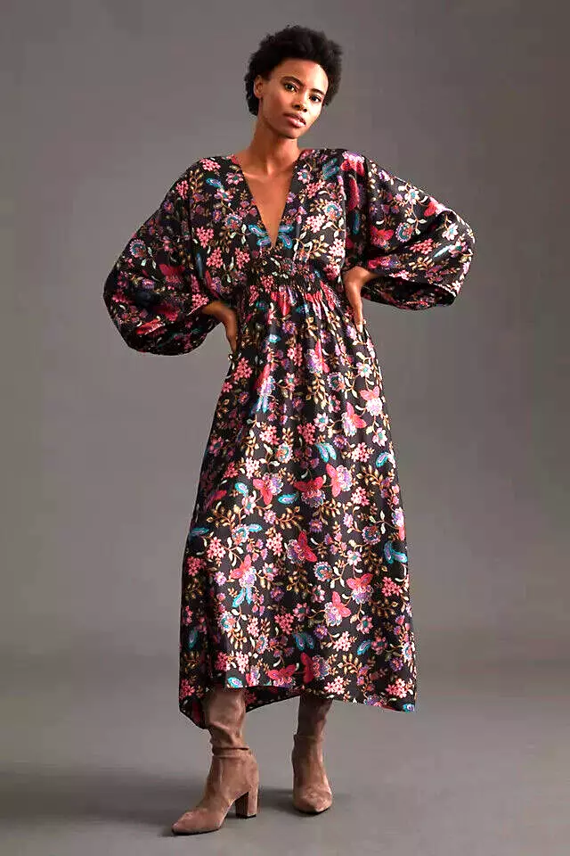 Kimono style midi clearance dress
