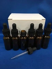 6 - 1/2 Oz Amber Glass Bottle with Glass Eye Dropper (15ml) - Pack of 6