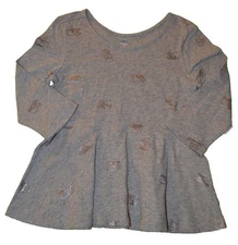 Girl's Old Navy Gray Camera Long Sleeve Slub Peplum Top Sizes XS, S, M, L