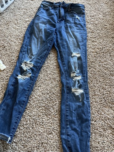 ankle jegging blue ripped jeans | eBay